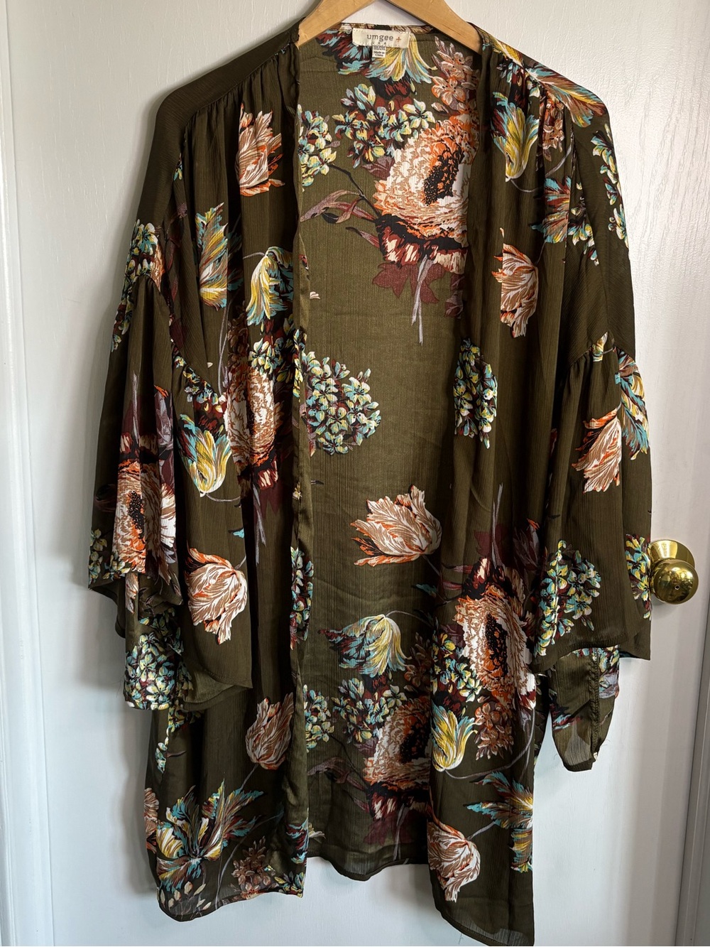 Umgee Floral Kimono Bell Sleeves Lightweight Boho Festival Beachy Layering - Picture 2 of 9